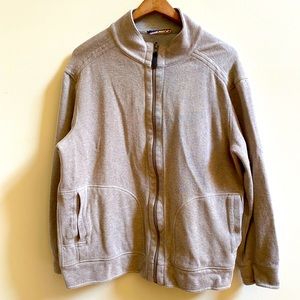 EUC! Bahama Bay Club Men's M Reversible Zip-Front Sweatshirt Beige/Gray